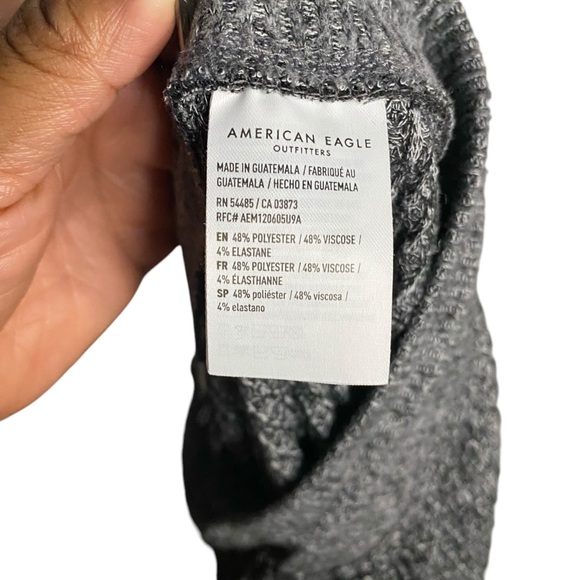 American Eagle Women's Gray Ribbed Lounge Jogger Pant - Picture 5 of 8